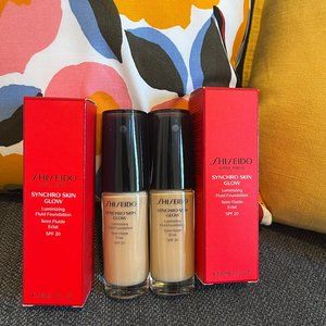 2 NEW Shiseido Synchro Skin Glow Luminizing Fluid Foundation Spf 20, No.4 Golden